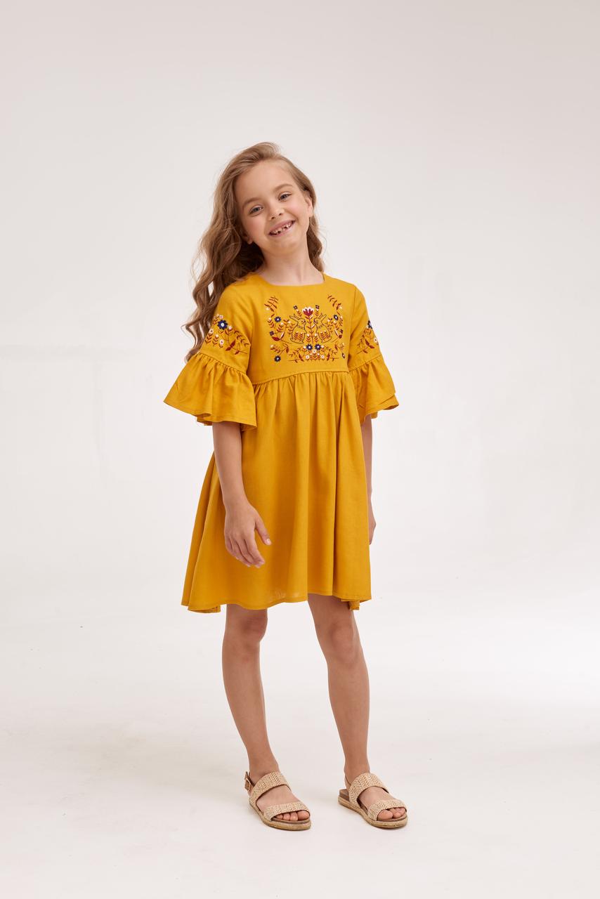 Girls' Ukrainian Embroidered Dress "Zaichyky" — Bunny Easter Vyshyvanka in Blue