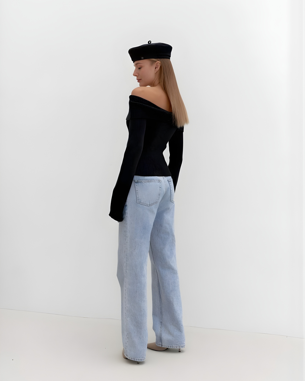 Open Shoulder Cotton Blend Top