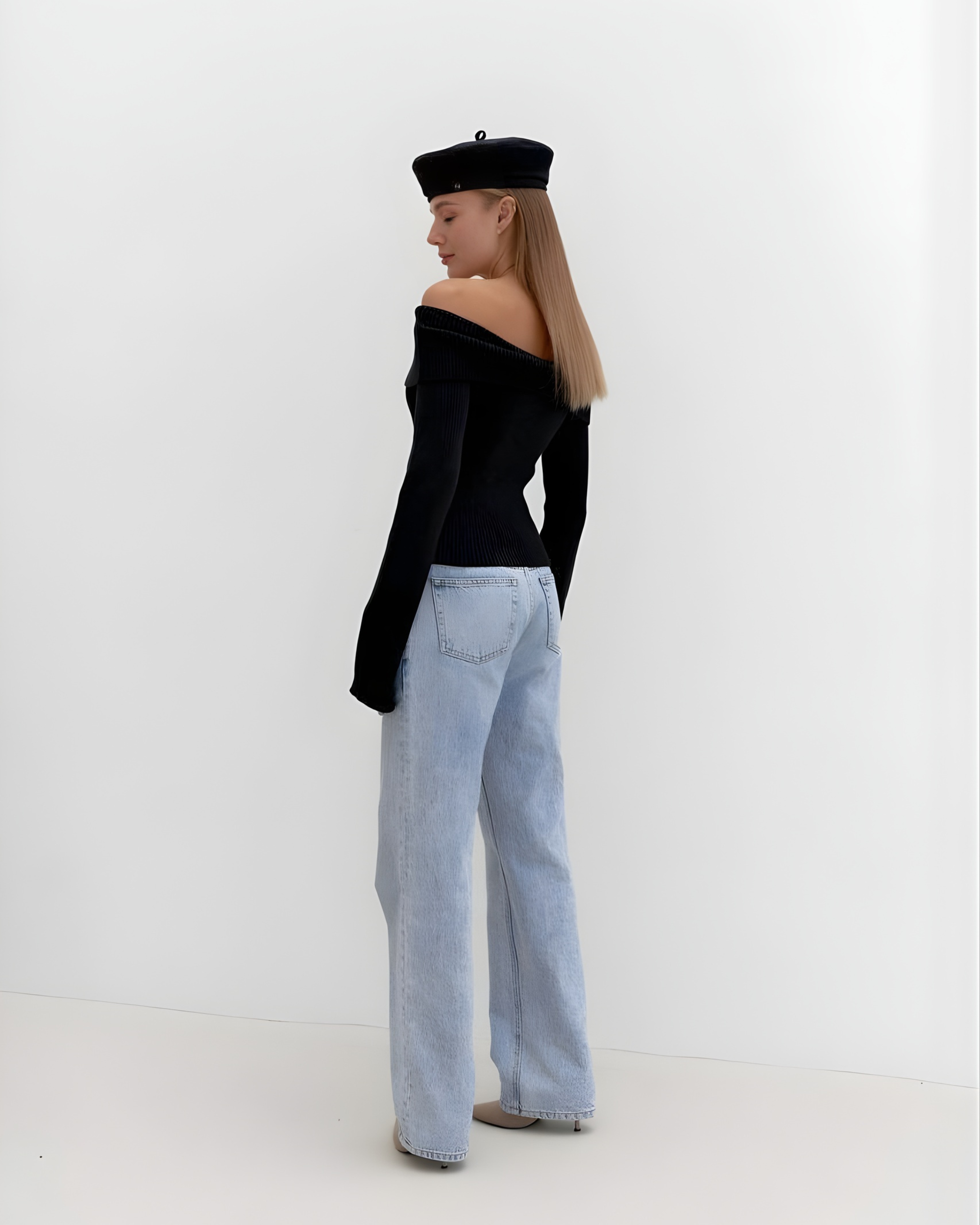 Open Shoulder Cotton Blend Top