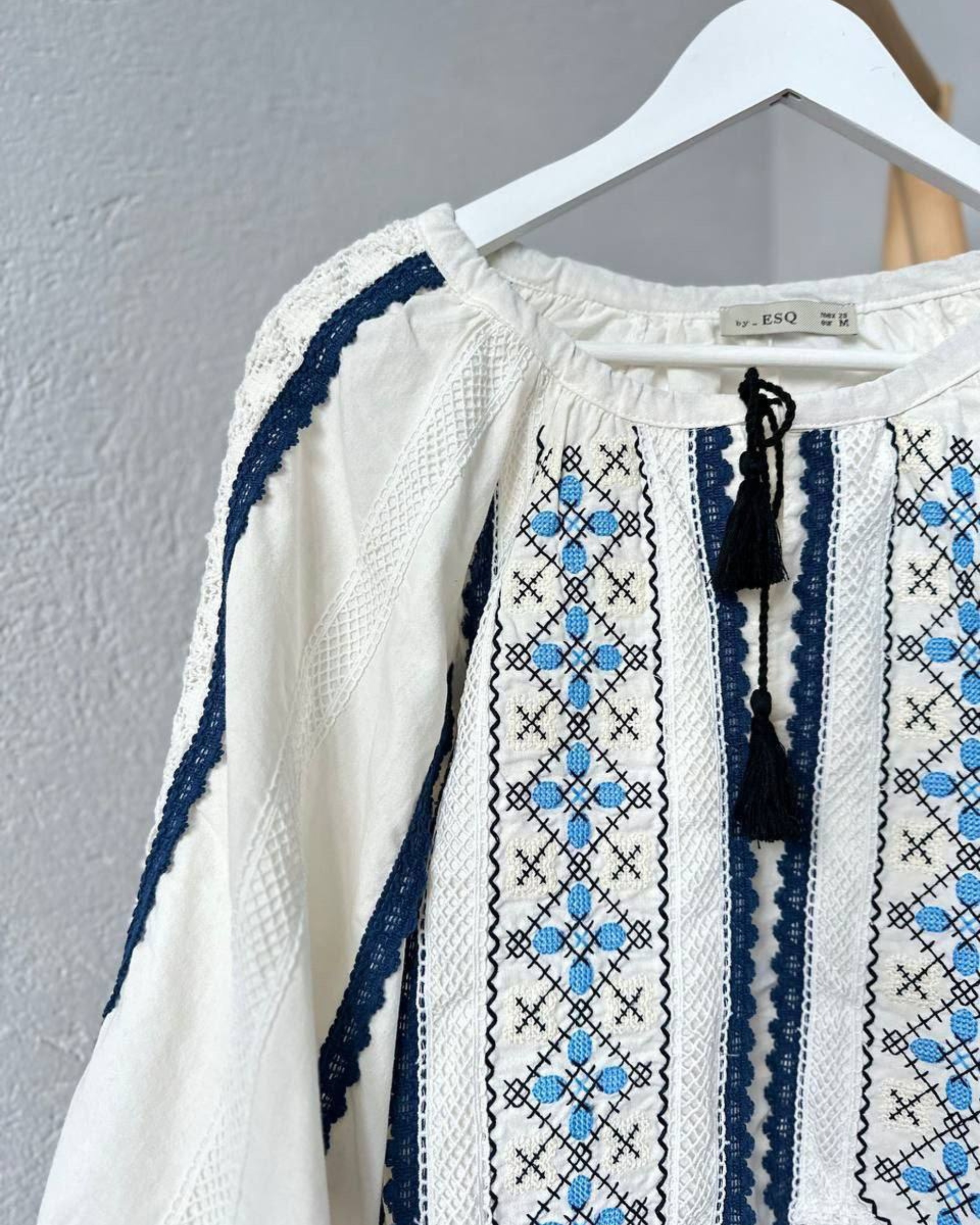 White Lace-Trim Embroidered Vyshyvanka