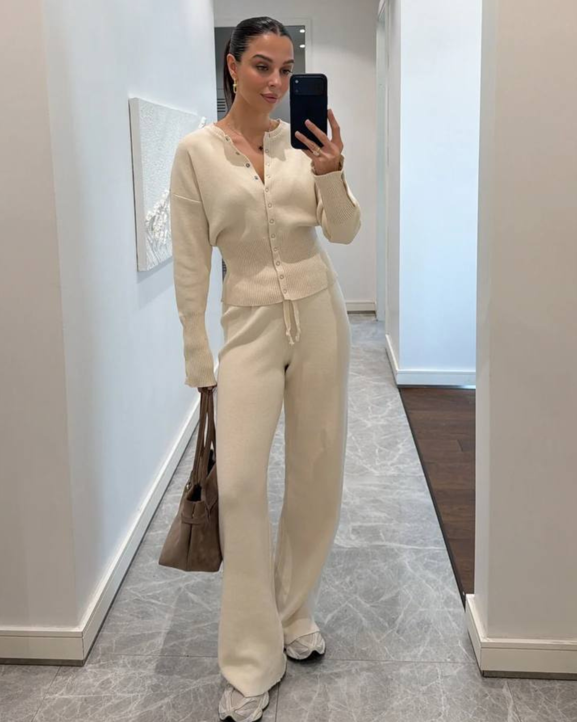 Cotton Knit Cardigan Set