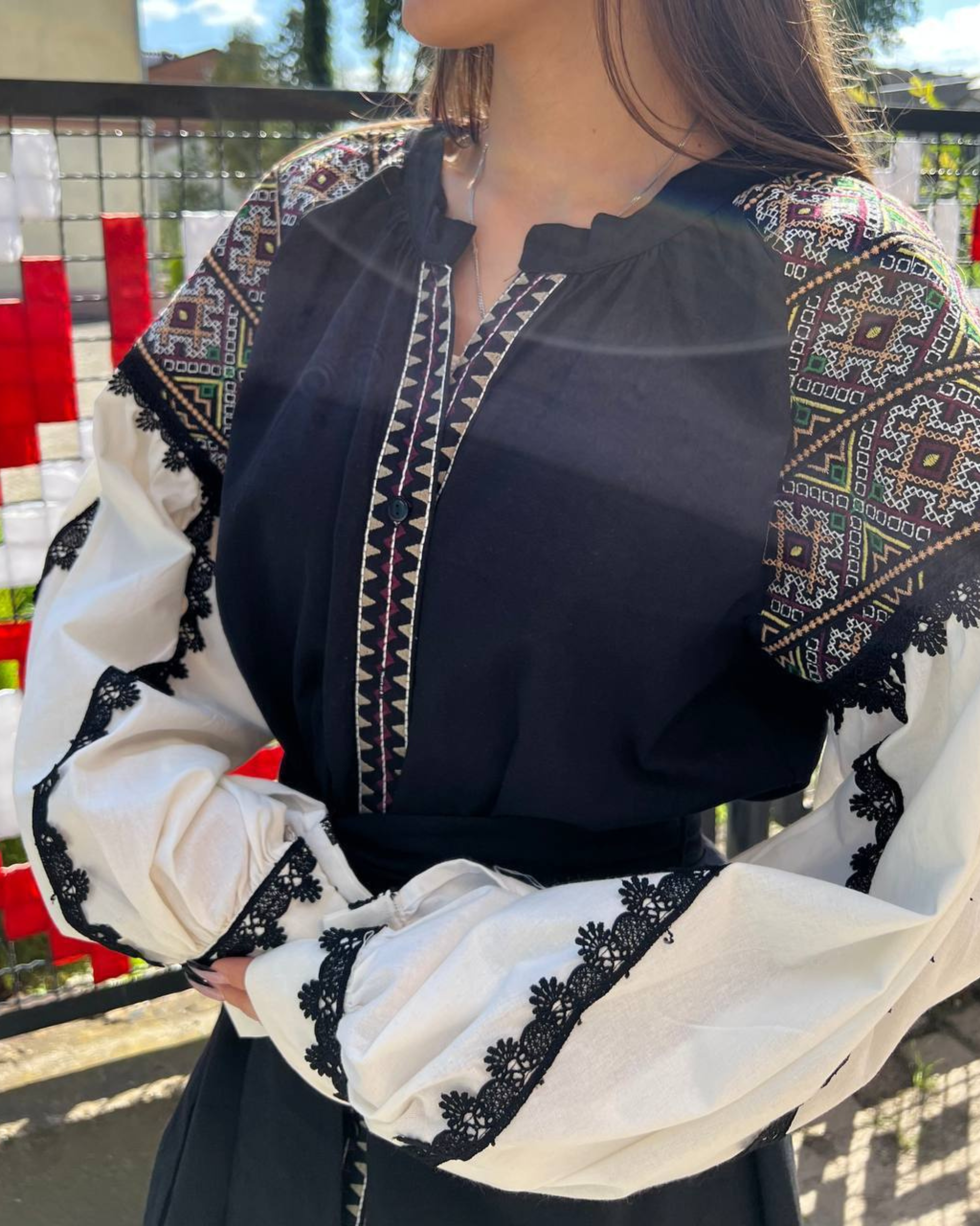 Ukrainian Embroidered Dress with Belt – Cotton Midi | S–3XL