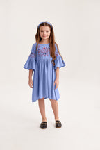 Girls' Ukrainian Embroidered Dress "Zaichyky" — Bunny Vyshyvanka in Yellow