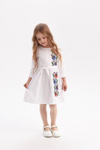 Girls' Ukrainian Embroidered Dress "Malvochka" — Mallow Flower Folk Dress
