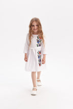 Girls' Ukrainian Embroidered Dress "Malvochka" — Mallow Flower Folk Dress