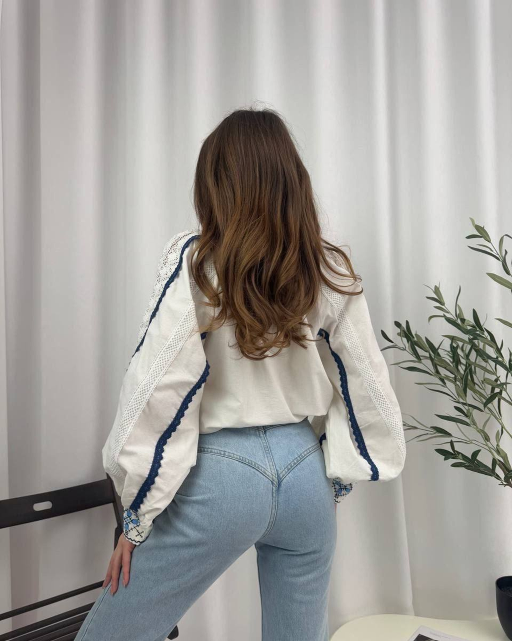 White Lace-Trim Embroidered Vyshyvanka