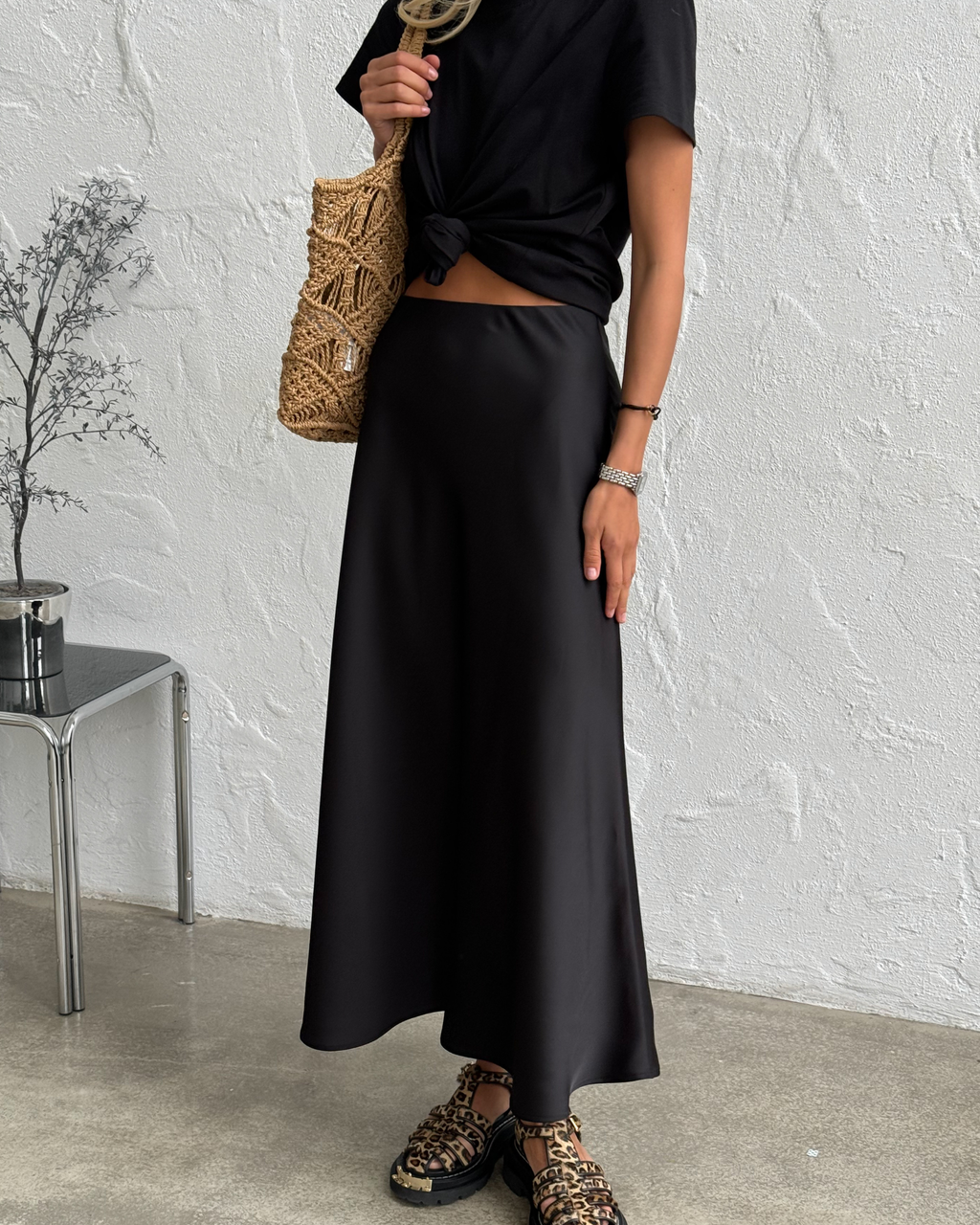 Satin Midi Skirt