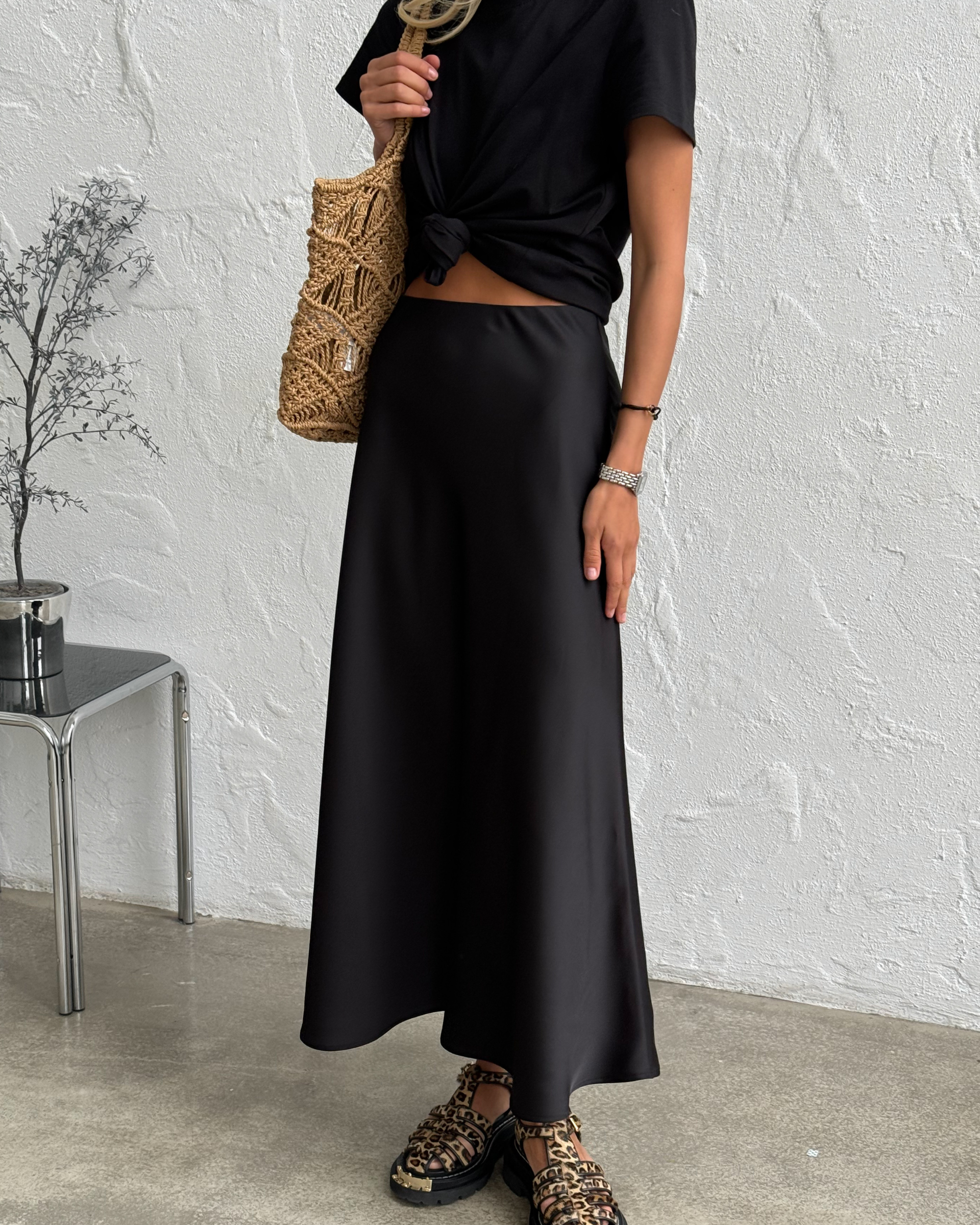 Satin Midi Skirt