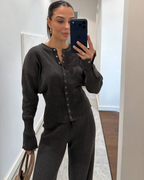 Cotton Knit Cardigan Set