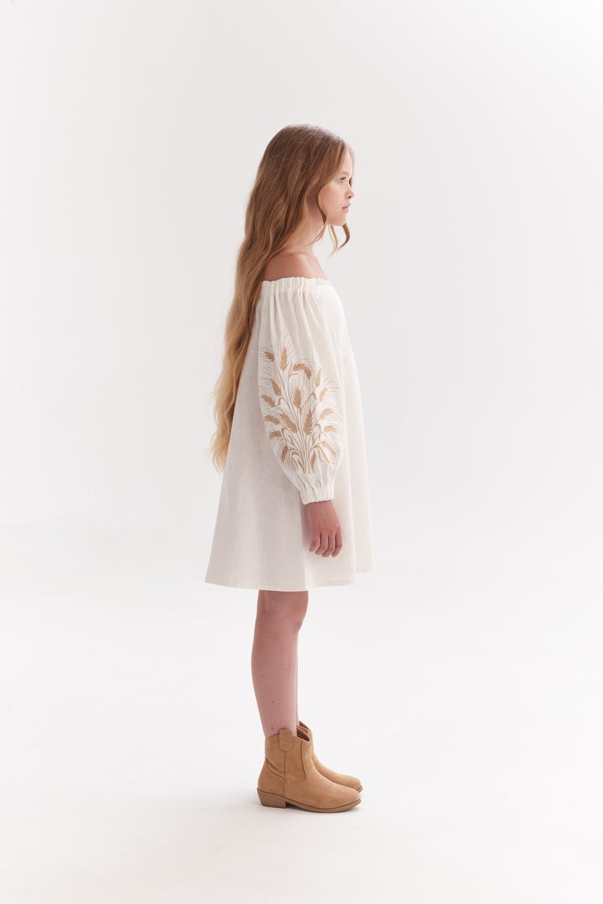 Girls' Ukrainian Embroidered Dress "Nezlamna" — Unbreakable Spirit Vyshyvanka in Blue