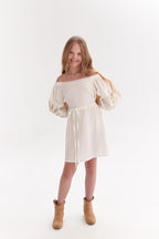 Girls' Ukrainian Embroidered Dress "Nezlamna" — Unbreakable Spirit Vyshyvanka in Blue