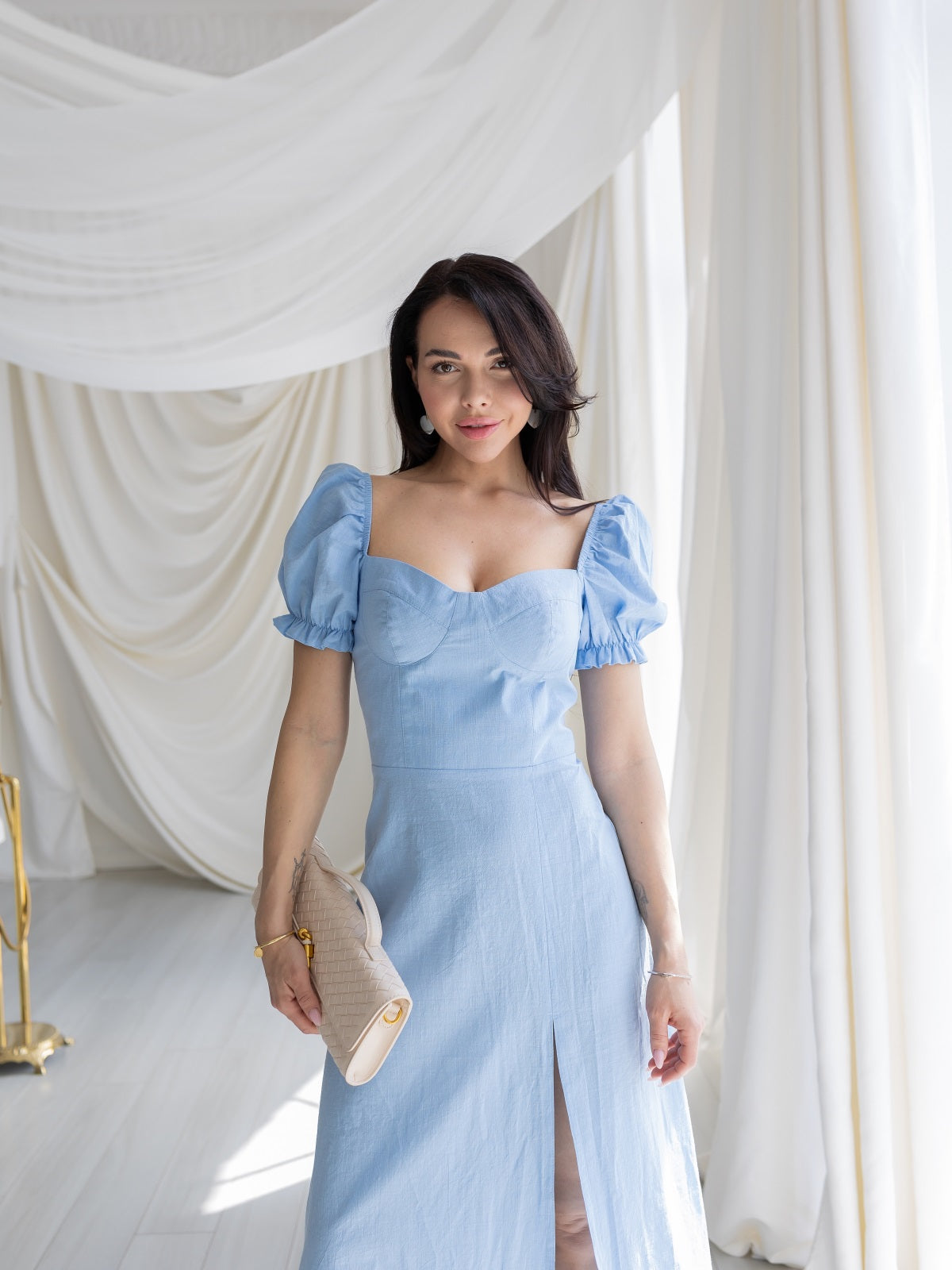Women's Linen Dress Ledore — Lightweight Summer Midi