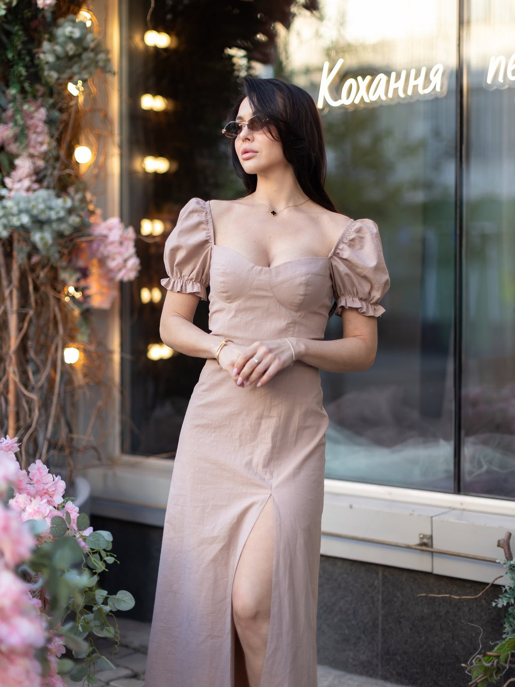 Women's Linen Dress Ledore — Lightweight Summer Midi
