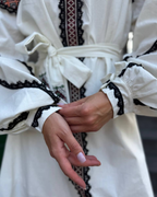 Ukrainian Embroidered Dress with Belt – Cotton Midi | S–3XL