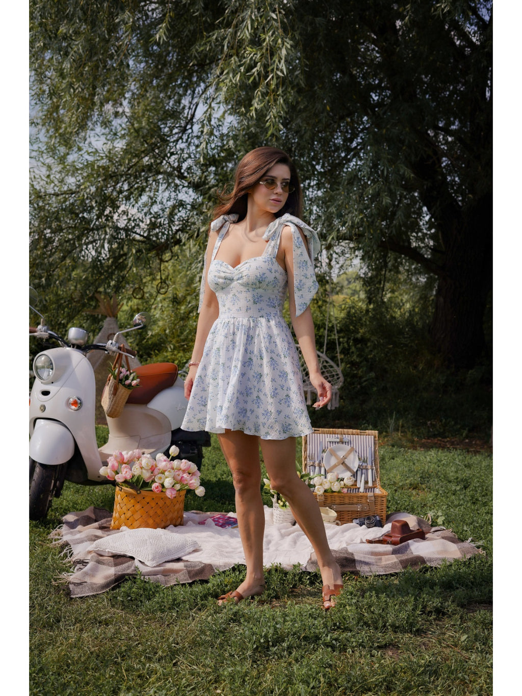 Women's Flowy Muslin Midi Dress Maya