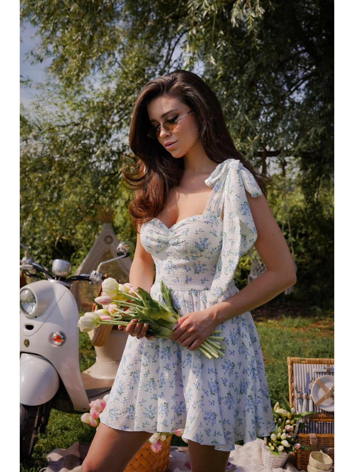 Women's Flowy Muslin Midi Dress Maya