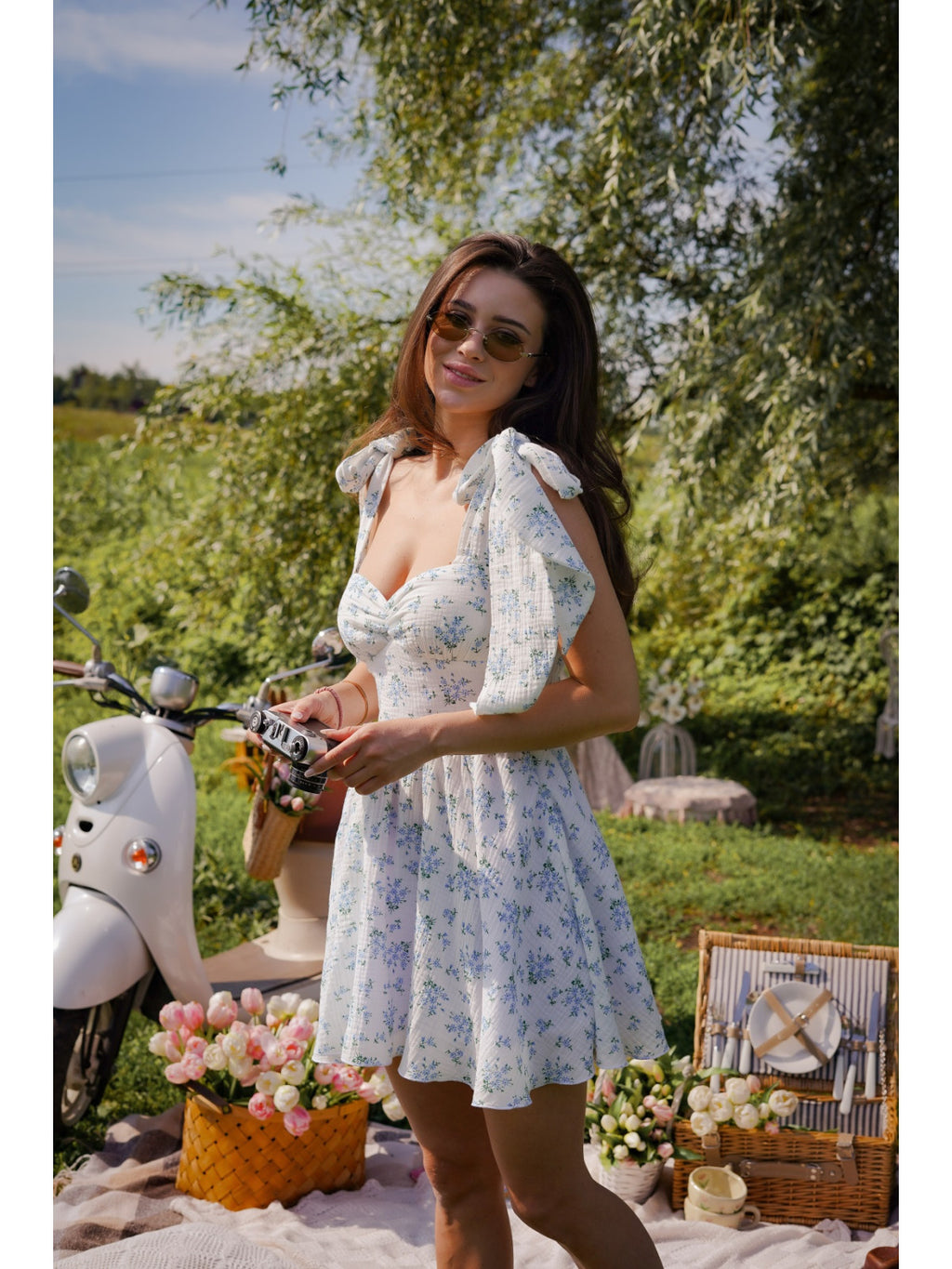 Women's Flowy Muslin Midi Dress Maya