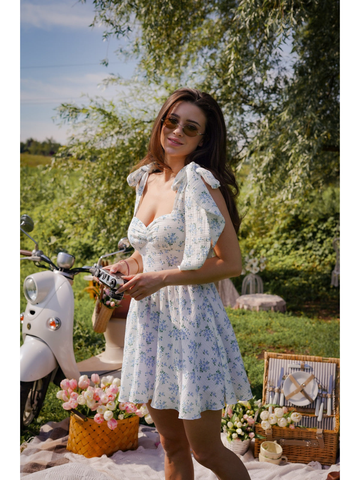 Women's Flowy Muslin Midi Dress Maya