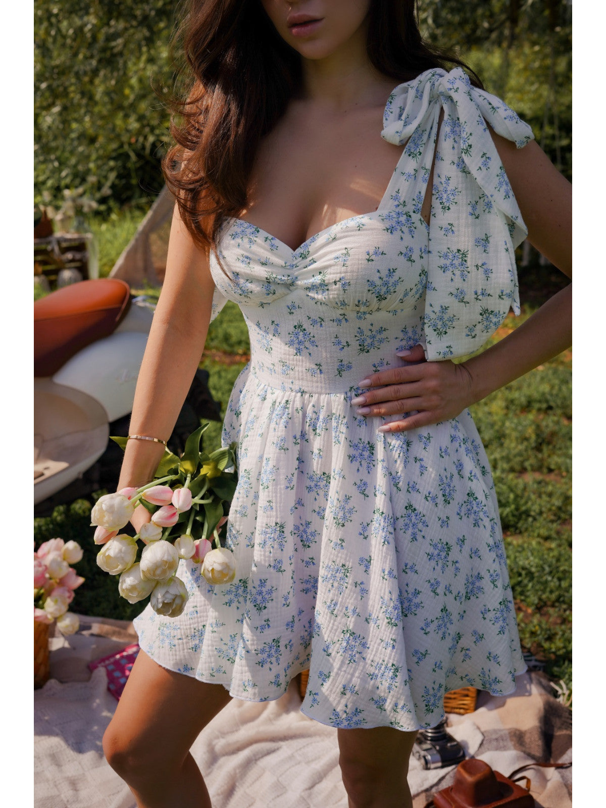 Women's Flowy Muslin Midi Dress Maya