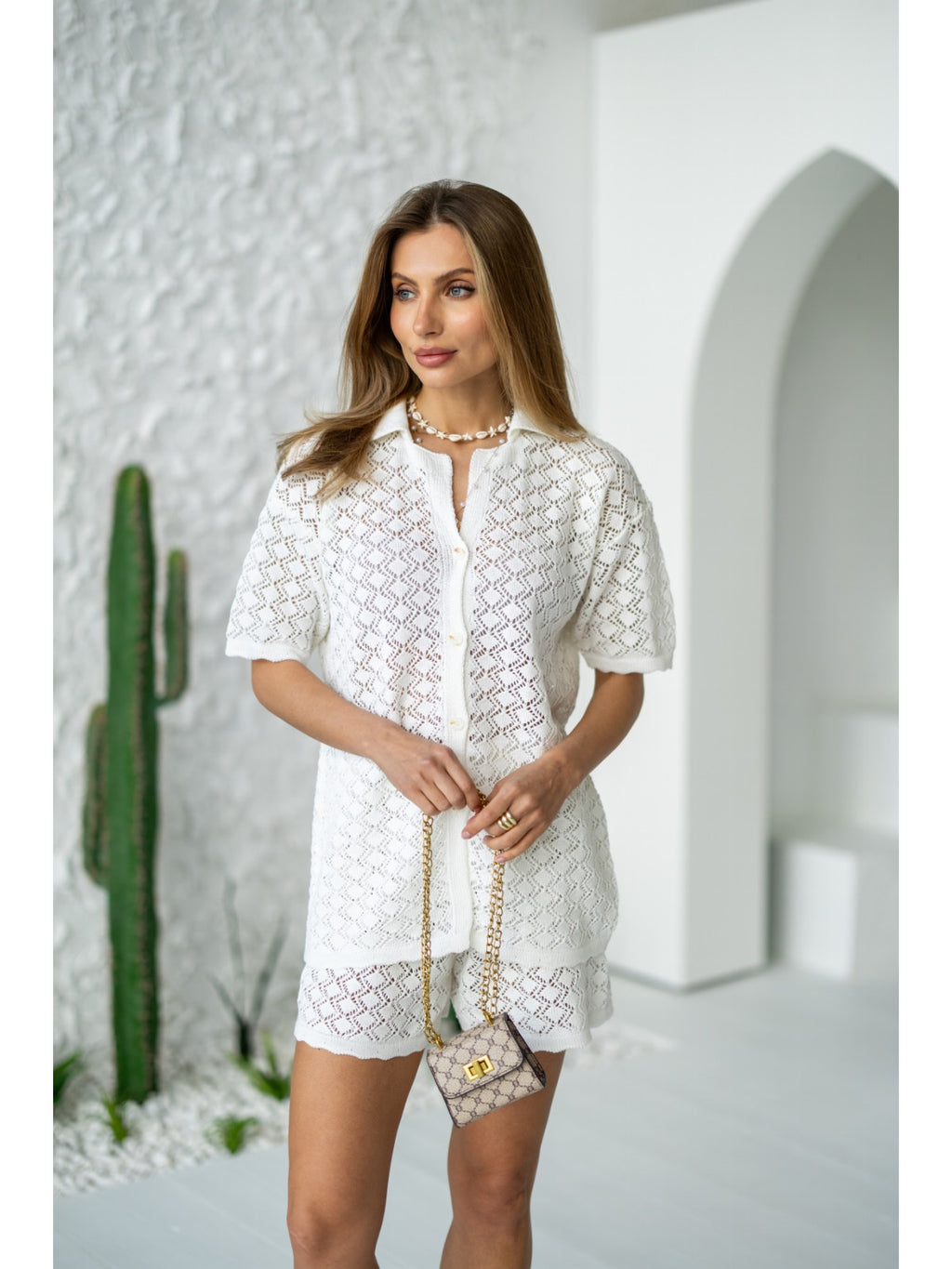 Women's Knit Shorts Set - Summer Lounge Outfit product photo 4