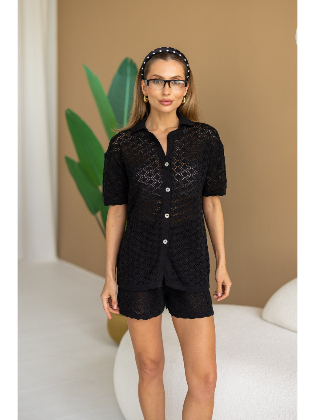 Women's Knit Shorts Set - Summer Lounge Outfit product photo 9