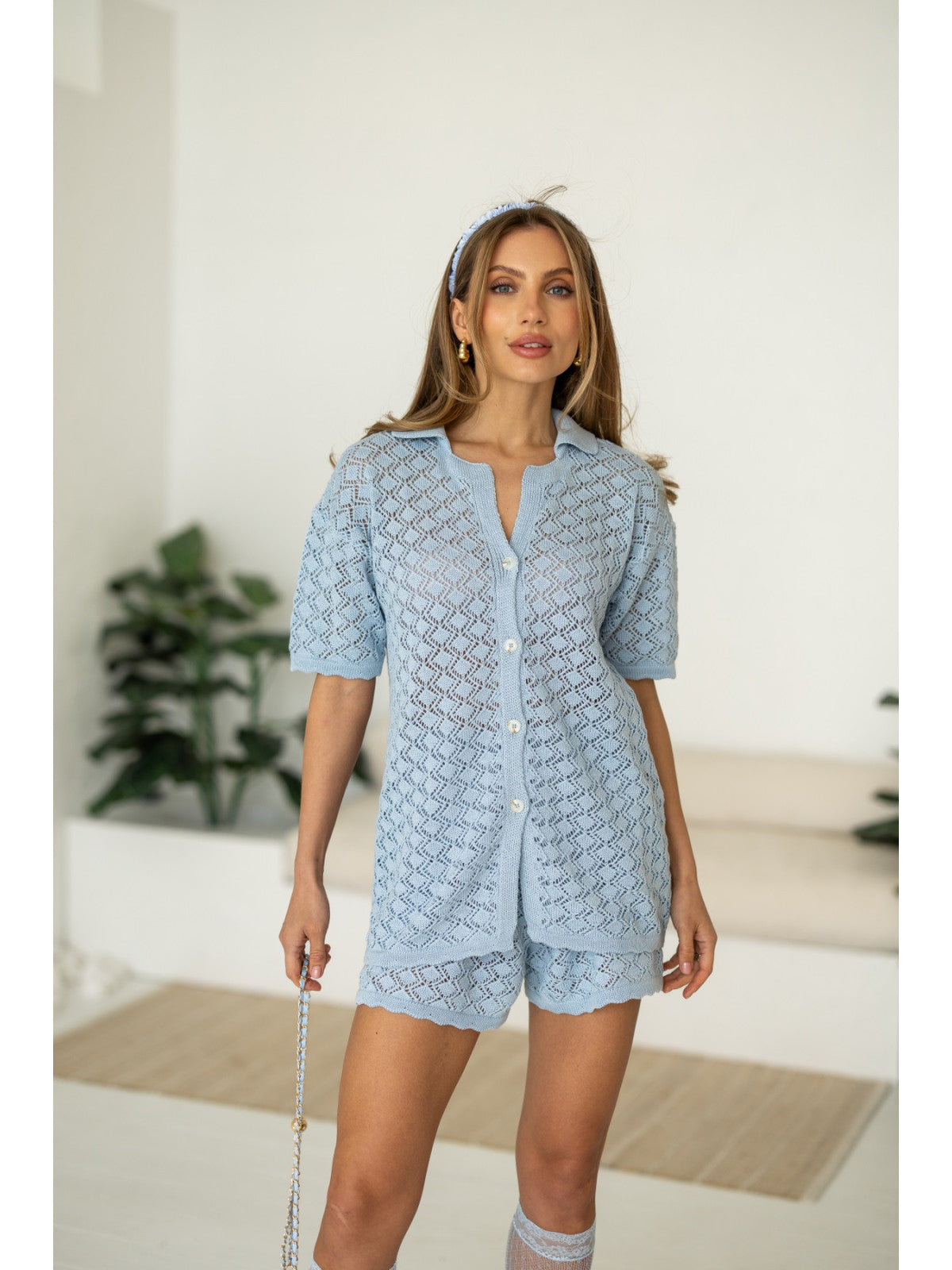 Women's Knit Shorts Set - Summer Lounge Outfit product photo 7