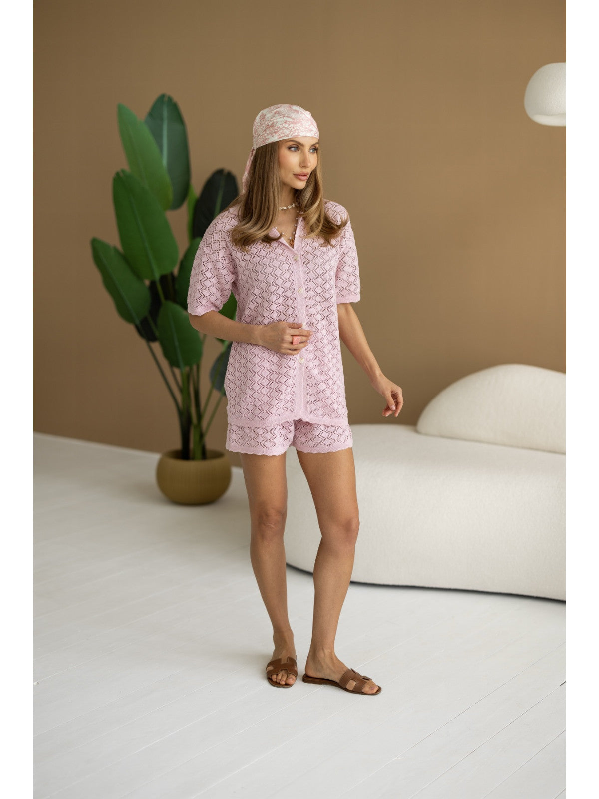 Women's Knit Shorts Set - Summer Lounge Outfit product photo 2