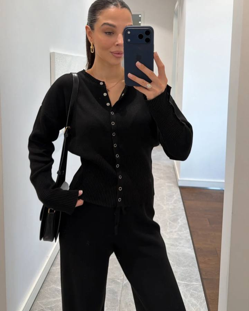 Cotton Knit Cardigan Set