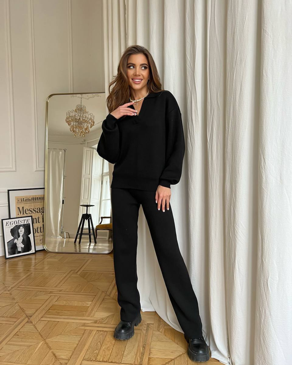 Cotton Knit Two-Piece Set