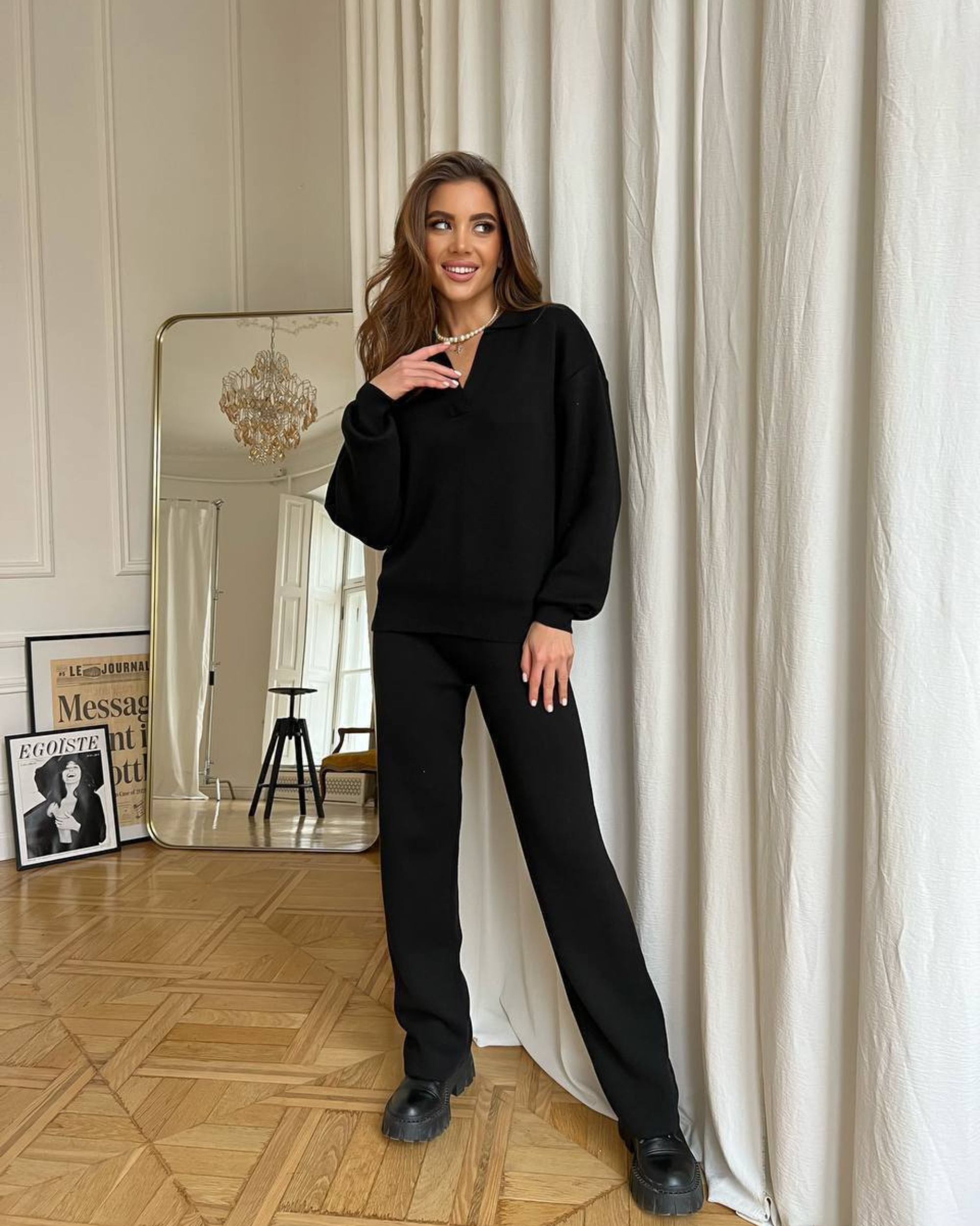 Cotton Knit Two-Piece Set
