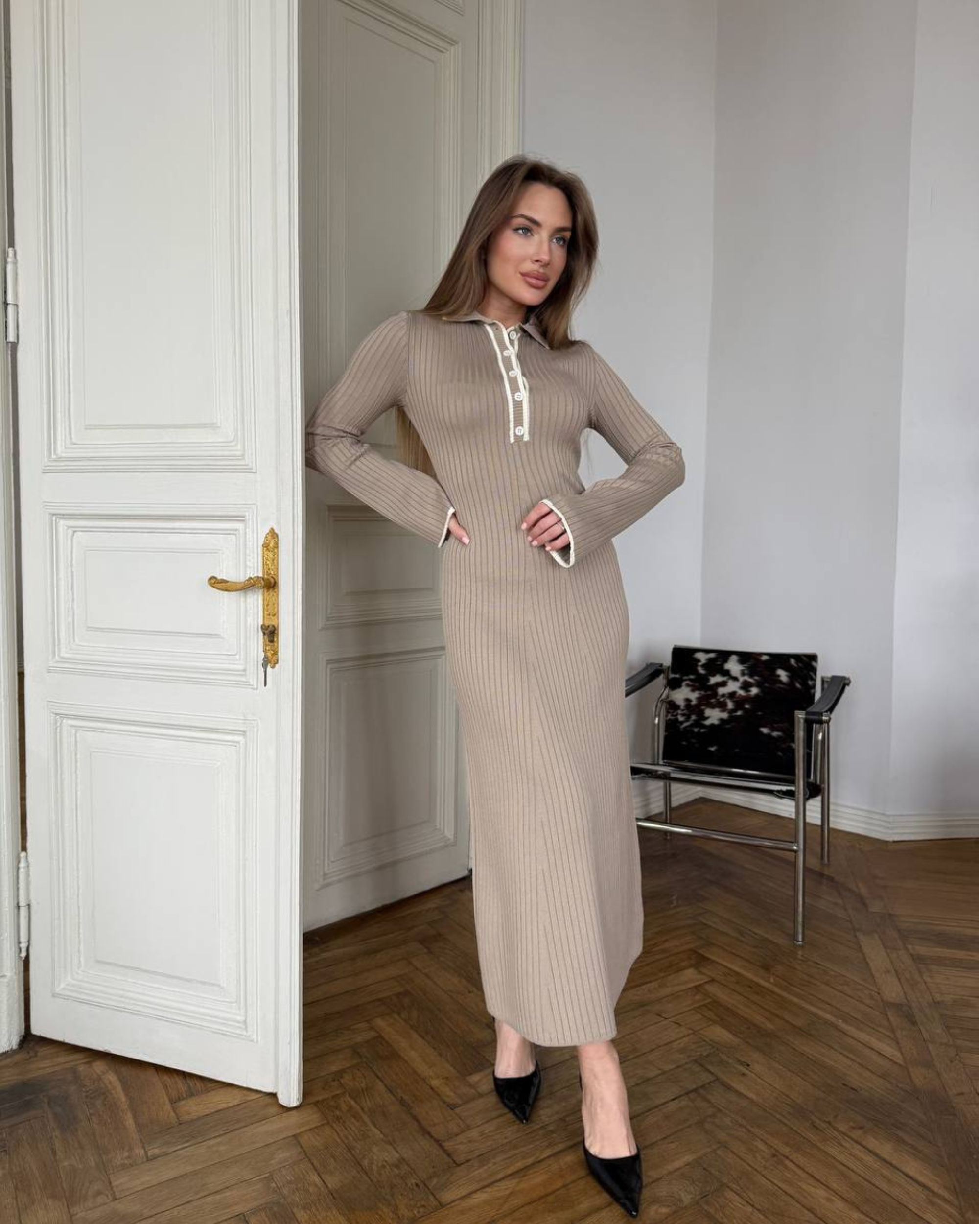 Polo Knit Midi Dress