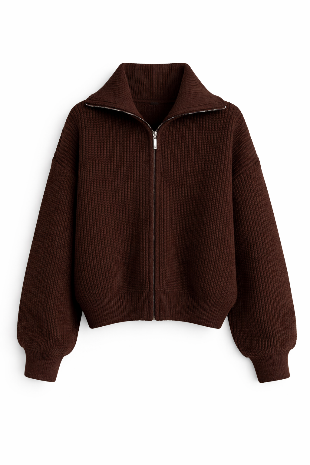 Oversized Knit Zip Bomber