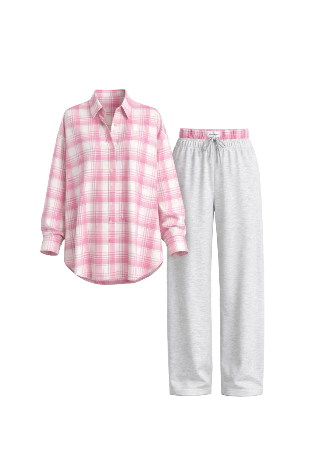 Flannel Shirt & Palazzo Pants Set
