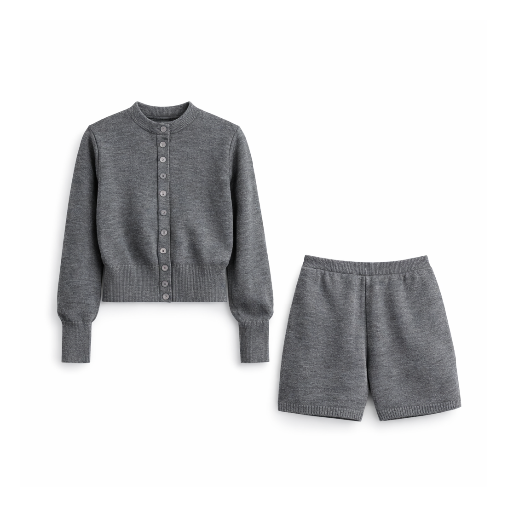 Knit Set – Cardigan & Shorts