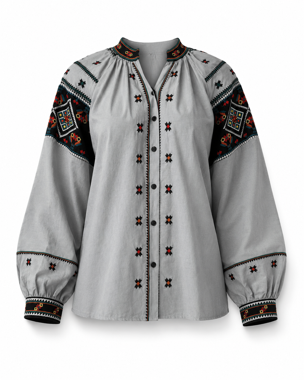 Women's Button-Up Embroidered Vyshyvanka Shirt - Matching Couple Style