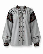 Women's Button-Up Embroidered Vyshyvanka Shirt - Matching Couple Style