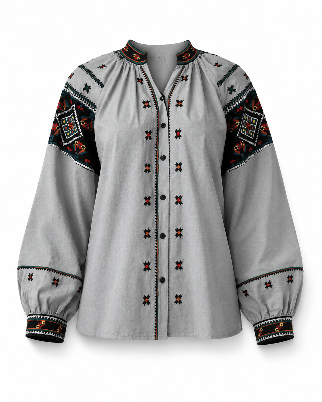 Women's Button-Up Embroidered Vyshyvanka Shirt - Matching Couple Style