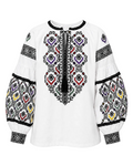 Women's White Tie-Neck Embroidered Vyshyvanka Shirt - Matching Couple Style
