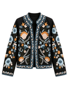 Women's Denim-Cotton Embroidered Jacket - Open Front Vyshyvanka Layer