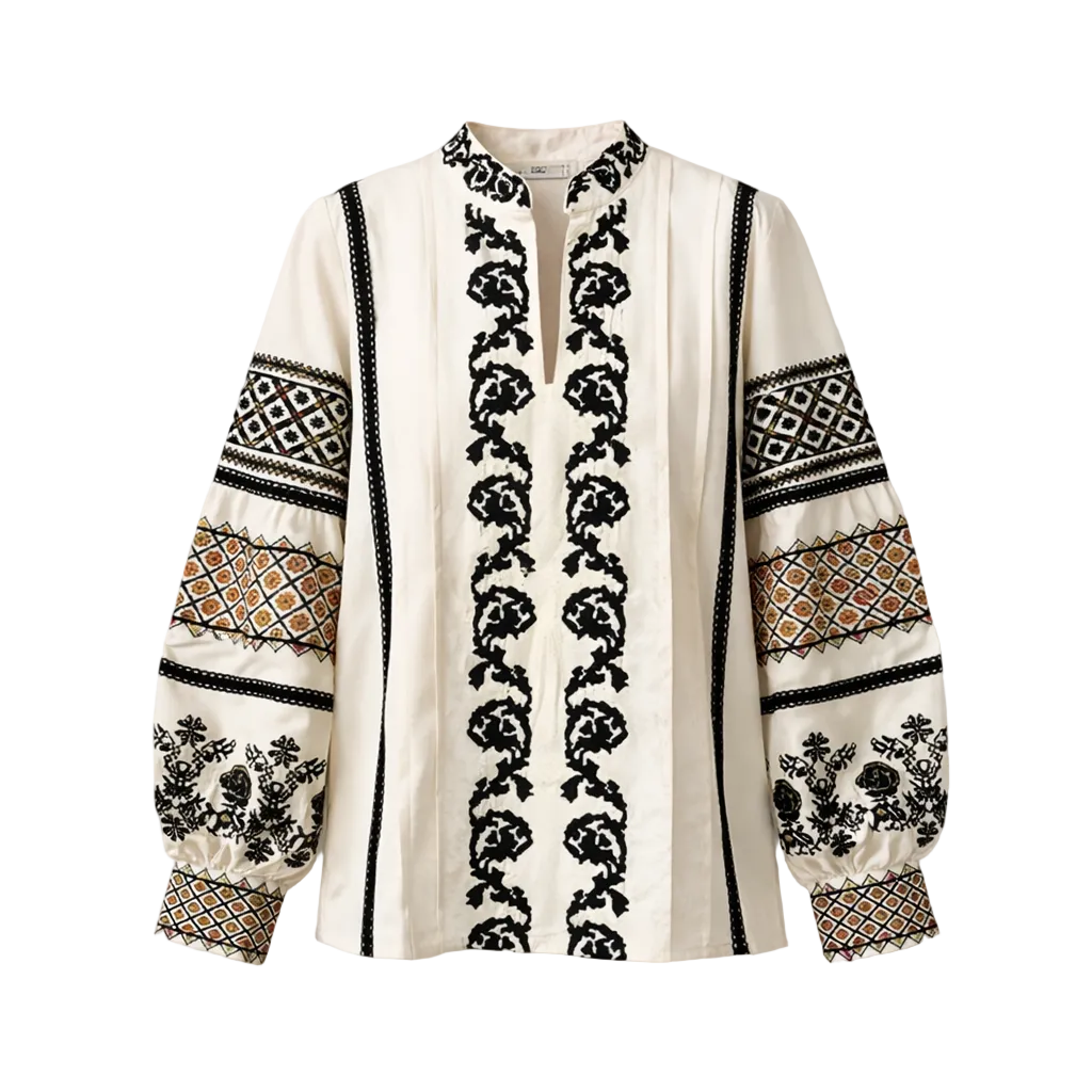 Beige Embroidered Vyshyvanka Blouse – Modern Ukrainian Style
