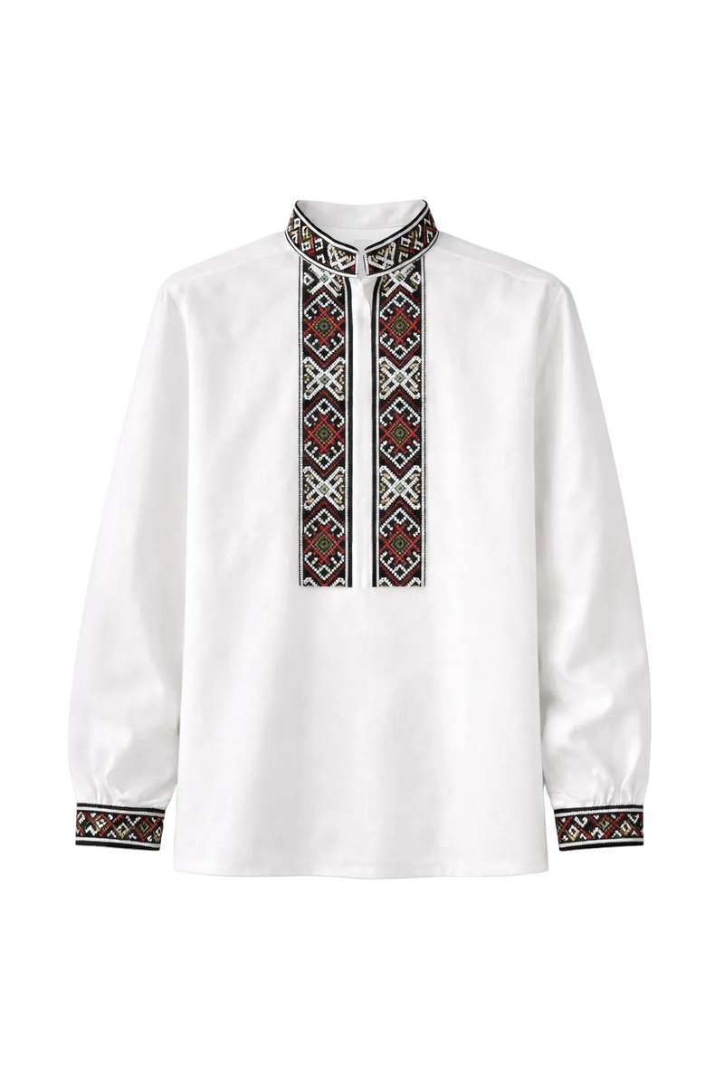 Geometric Classic Embroidered Shirt, Vyshyvanka, Men, main view