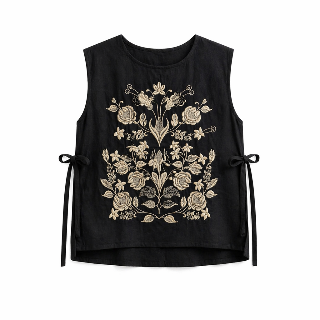 Embroidered Vest - Manishka Tie Vest