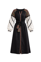 Ukrainian Embroidered Dress with Belt – Cotton Midi | S–3XL