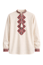 Red Geometric Embroidery – Vyshyvanka –  Men