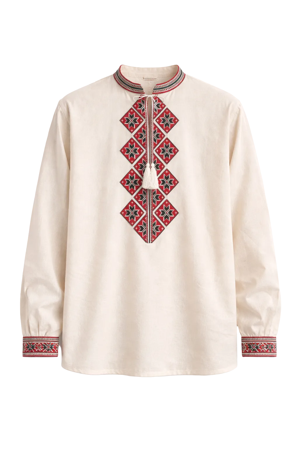 Red Geometric Embroidery – Vyshyvanka –  Men