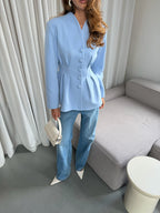 Women's Structured Wool-Blend Tailored Blazer in product, alternate view
