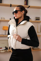 Women's Cropped Insulated Puffer Vest in product, alternate view