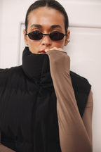 Women's Cropped Insulated Puffer Vest in black, alternate view