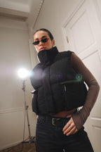 Women's Cropped Insulated Puffer Vest in product, alternate view