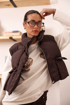 Women's Cropped Insulated Puffer Vest in product, alternate view
